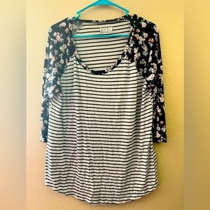Stripe and floral T-shirt